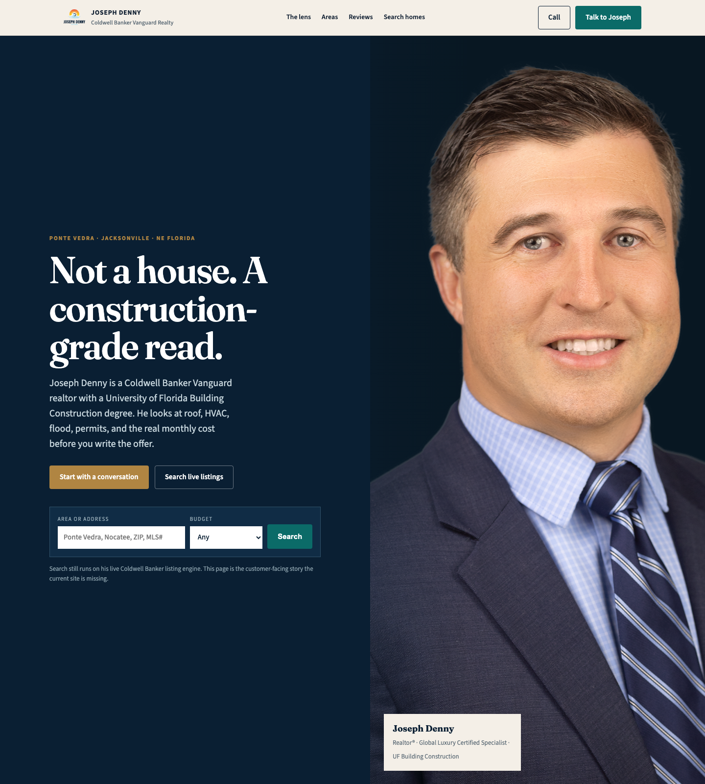 Actual website built for Joseph Denny